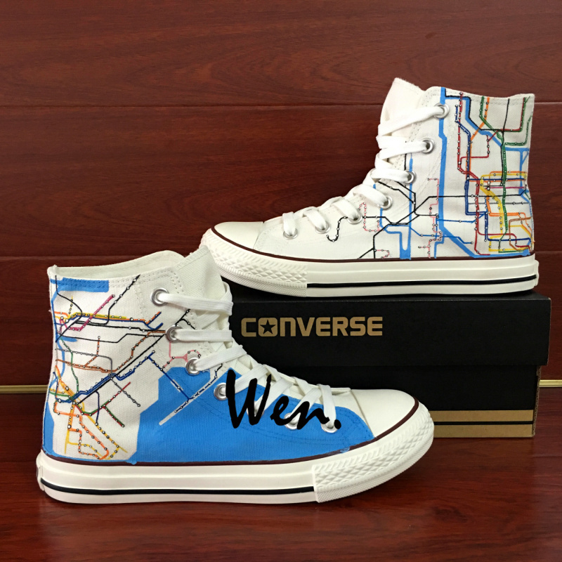 New York City Subway Route Map Hand Painted Shoes Unisex Converse All Star
