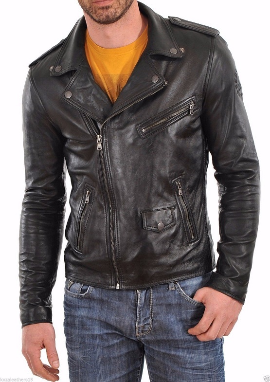 Man black biker jacket, Mens leather jacket, Leather jackets for men ...