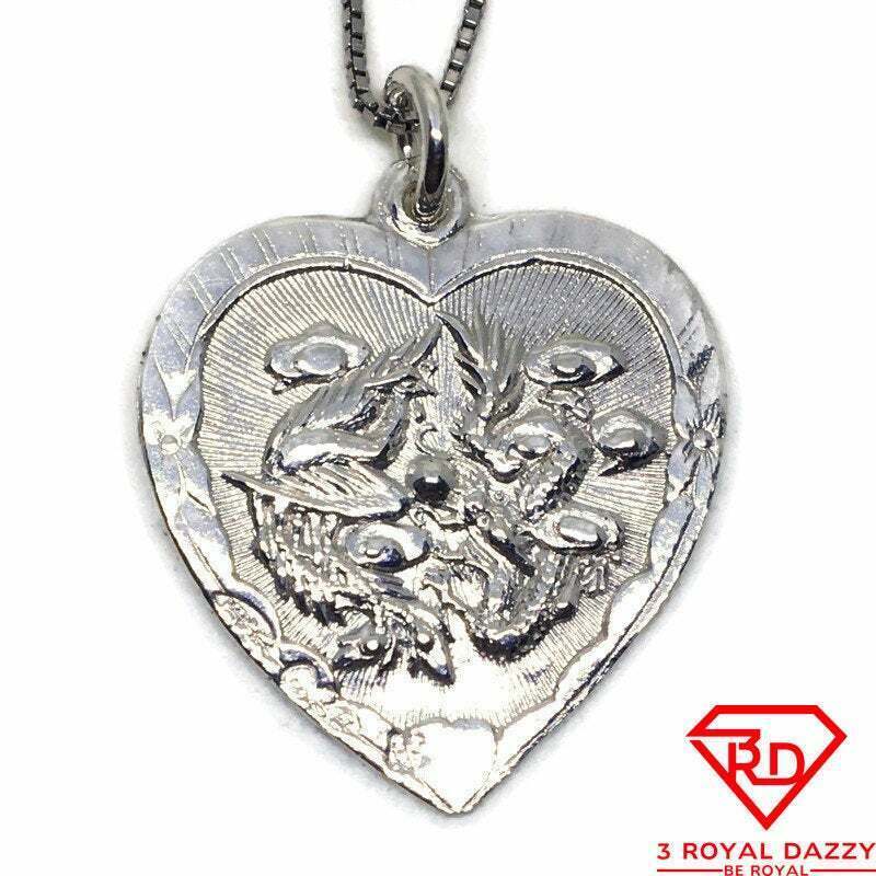 Download Dragon and Phoenix heart pendant White gold layer ...