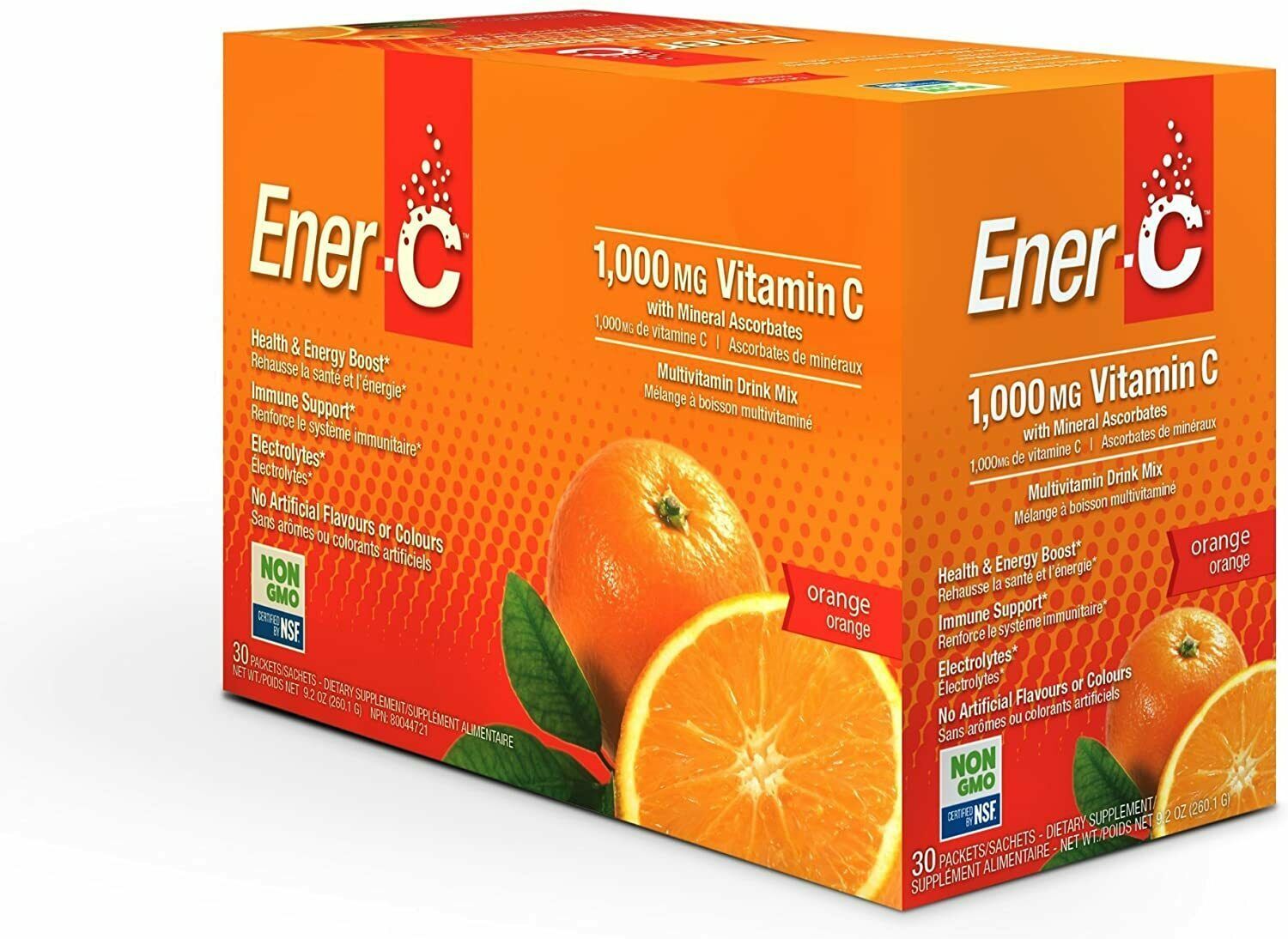 EnerC Vitamin Drink Mix Orange 1000 mg 30 Packets Vitamins