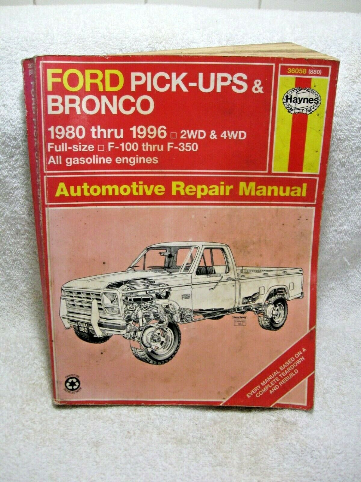 HAYNES #36058 FORD PICK-UPS & BRONCO 1980-1996, 2wd, 4wd, F100-F350 ...