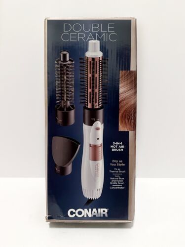 Conair Double Ceramic 3-in-1 Hot Air Brush, Dry as You Style, White - $29.21