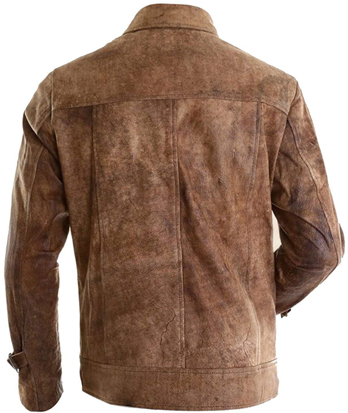 Jason Statham Expendables Distressed Brown Vintage Biker Leather Jacket