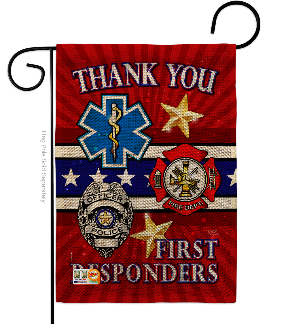 First Responders Burlap - Impressions Decorative Garden Flag G158432-DB