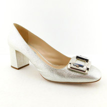 PRADA Size 8.5 Silver Crystal Logo Buckle Heels Pumps Shoes 39 Eur - $329.00