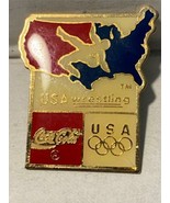 Coca Cola USA Wrestling Olympics Souvenir Collectable  Hat / Lapel Pin - $7.91