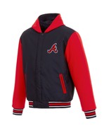 MLB Atlanta Braves Jacket JH Design Two Tone Reversible Fleece Hooded Ja... - $134.99