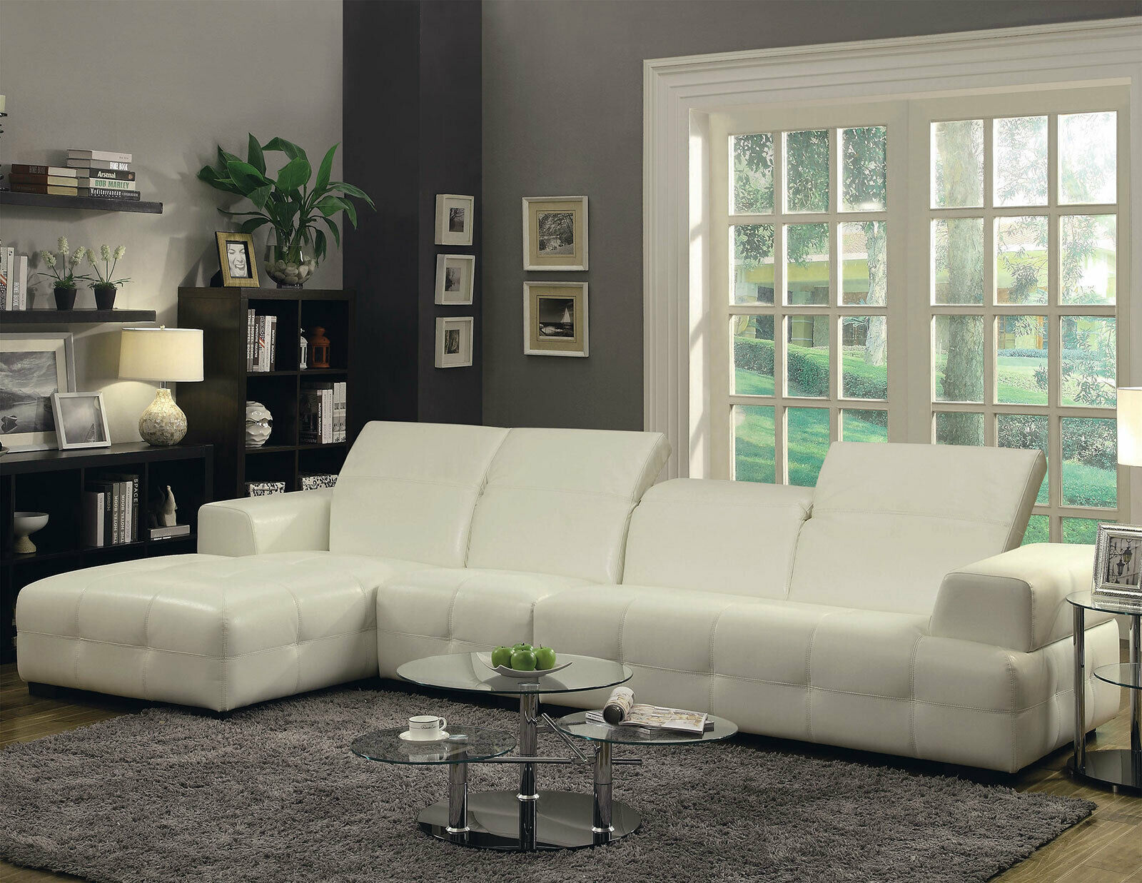room with white leather sofa