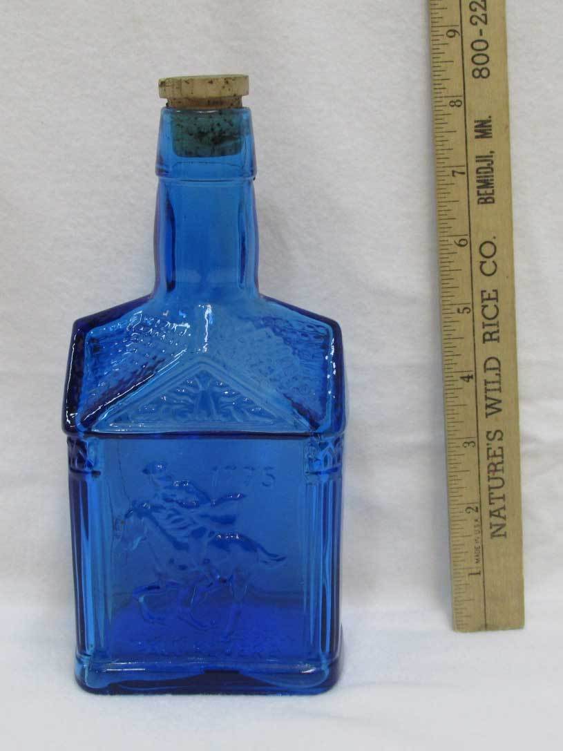 Cobalt Blue Decanter Paul Revere Wheaton NJ USA Made Bottle Jug Cork