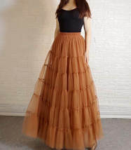 Women A Line Layered Tulle Skirt Outfit Plus Size Full Tiered Ruffle Tulle Skirt image 3