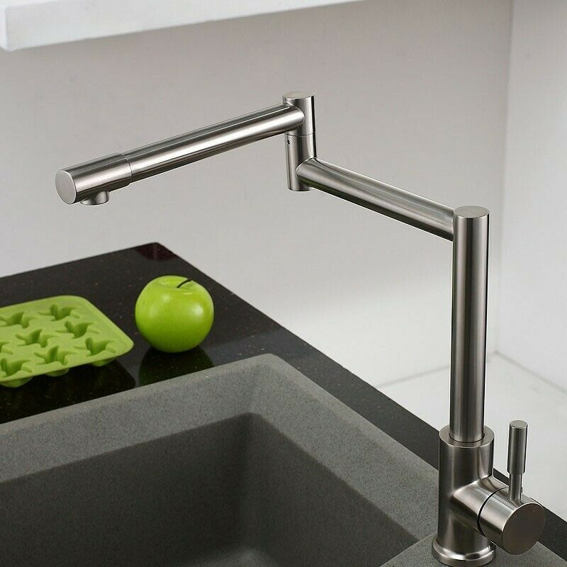 Brushed Nickel Stainless Steel Retractable Pot Filler Kitchen Faucet