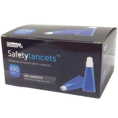 GlucoRx 23G Safety Lancets x 100