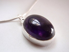 New Ellipse Amethyst 925 Sterling Silver Pendant India - $17.03