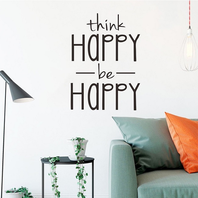 12 Pack - Hot Think Happy B Happy Decal Wall Sticker - Black