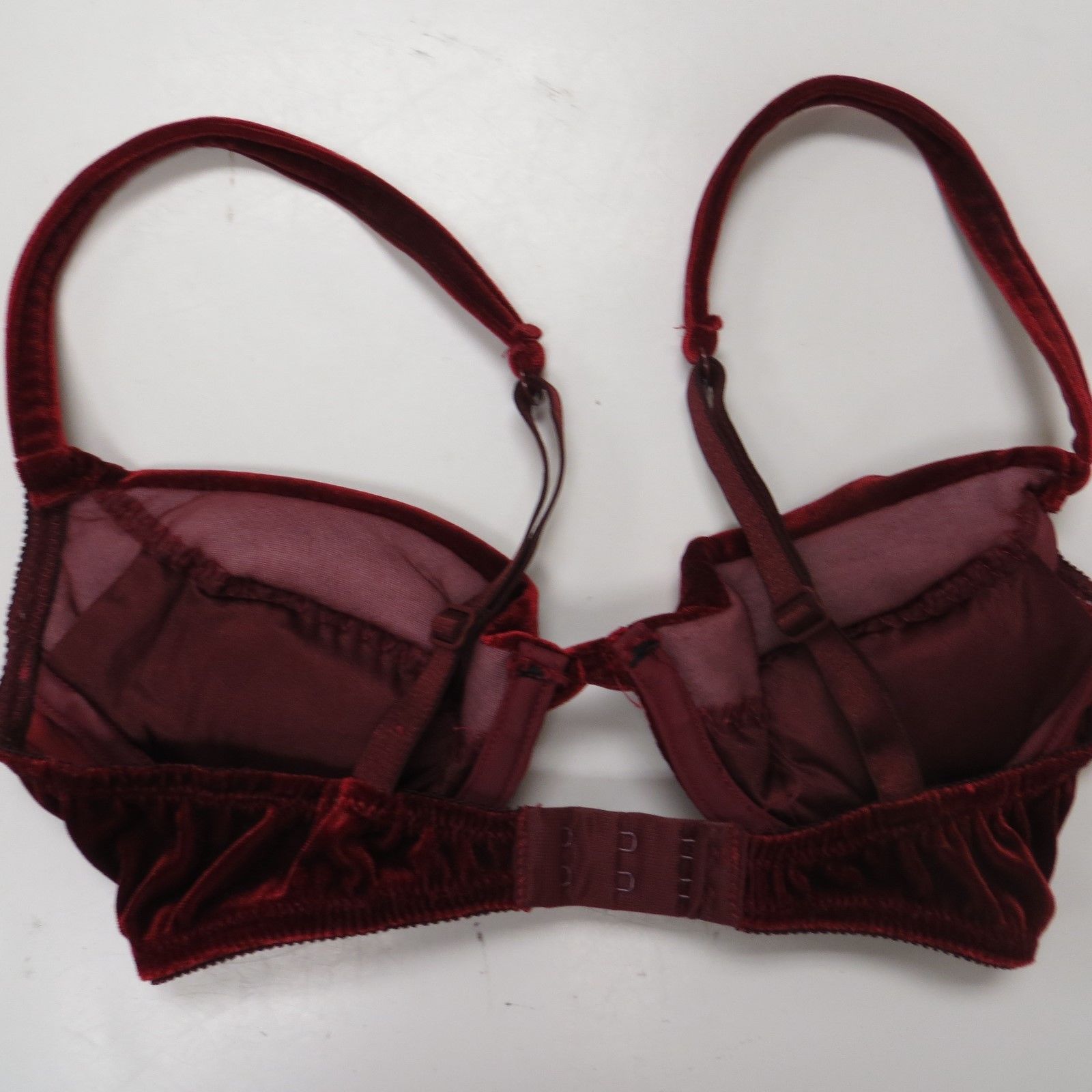 Victoria's Secret Burgundy Dark Red Velvet Velour Bra Size 34A