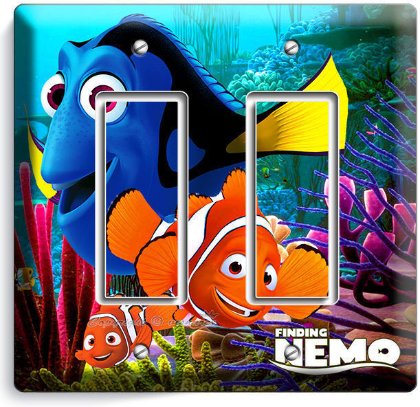 FINDING NEMO CLOWN FISH DORY OCEAN SEA CORAL REEF DOUBLE GFCI LIGHT SWITCH PLATE