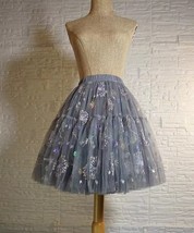 Women Gray Puffy Midi Skirt Plus Size A-line Midi Tulle Skirt Ballerina Skirt image 7