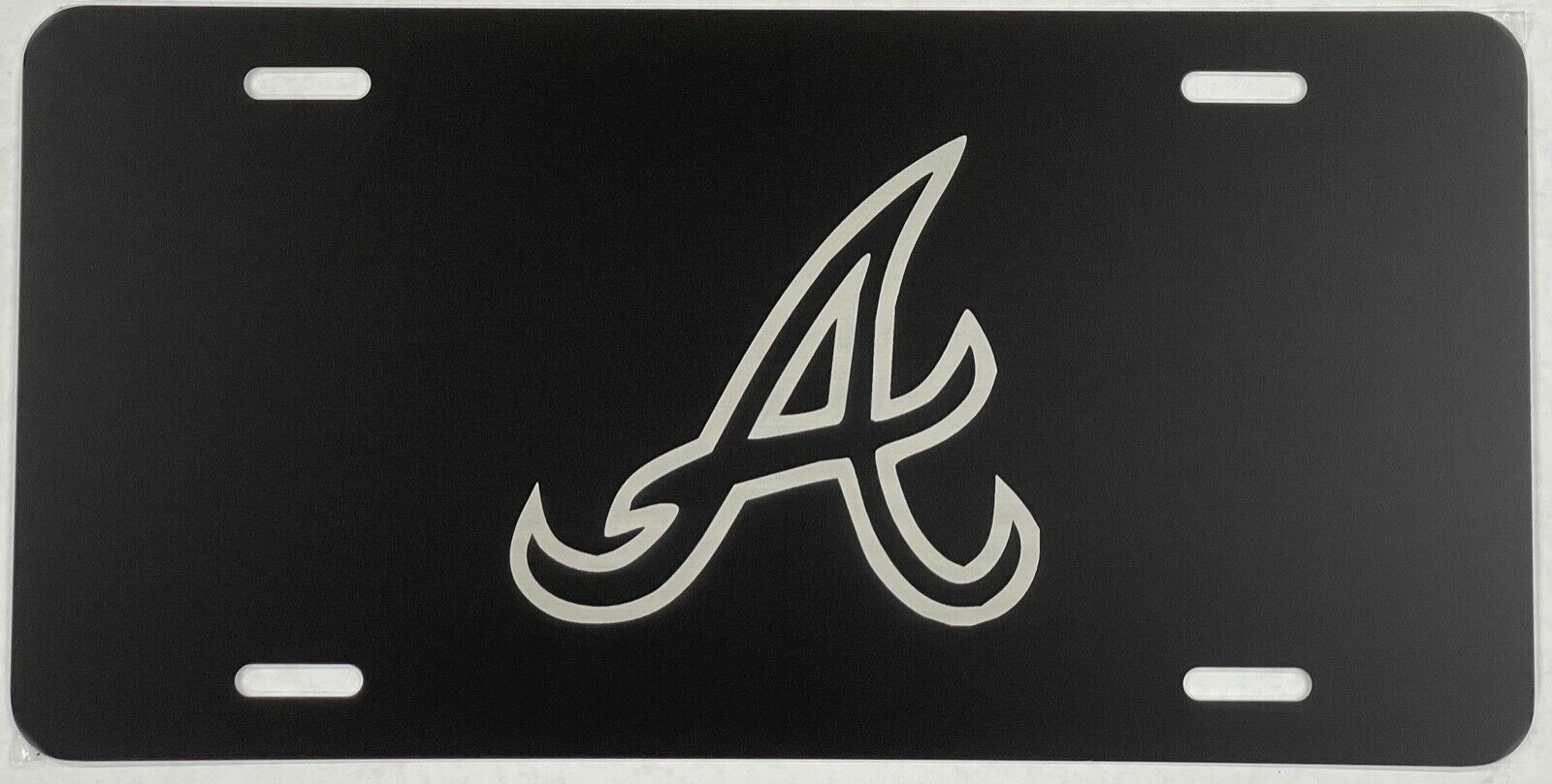 NEW Atlanta Braves A logo Laser Engraved License Plate Car Tag Gift Flat Black