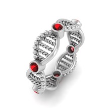 Red Diamond DNA Wedding Ring Science Theme DNA Engagement Ring Womens White Gold - $1,159.99