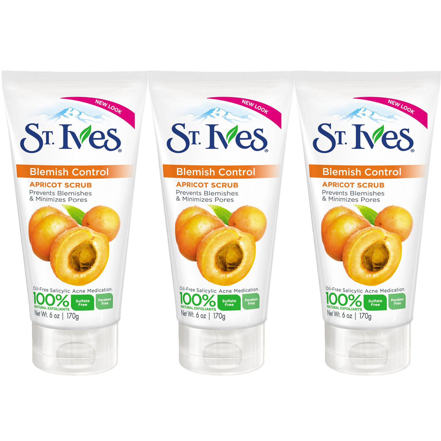 3-St. Ives Apricot Scrub Blemish & Blackhead Control  Oily / Acne Prone Skin 6oz