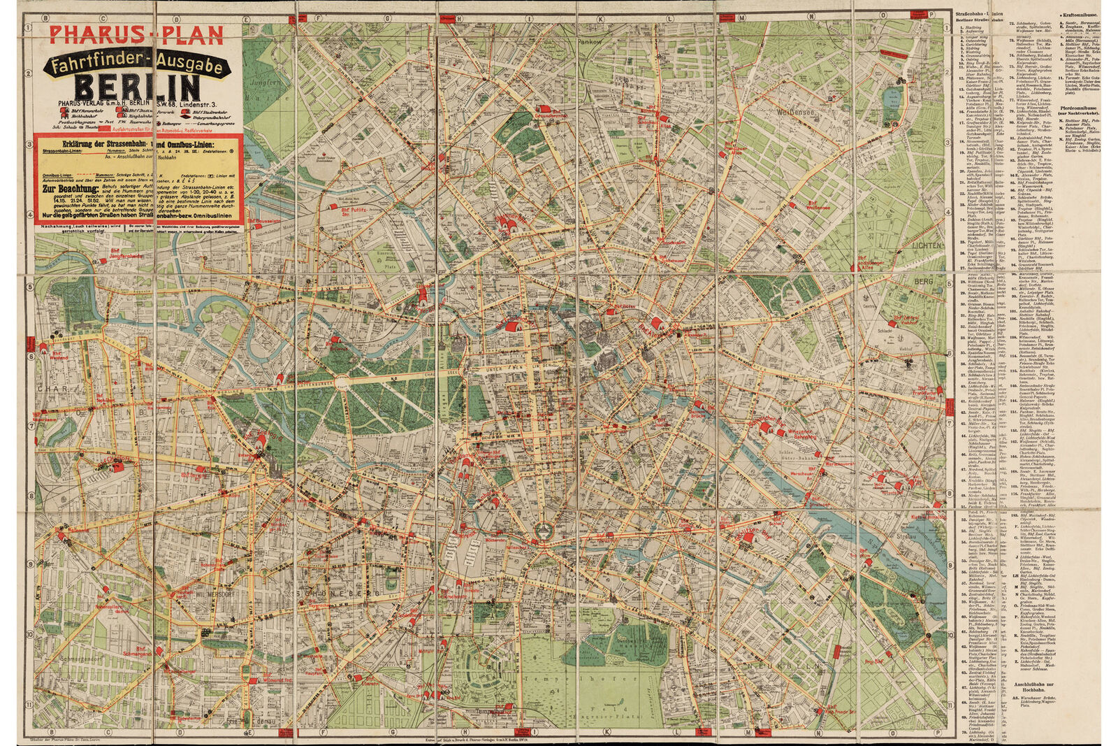 Map Of Berlin Antique Map By Pharus 1922 Posters Prints   S L1600 