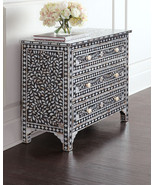Horchow Neiman Marcus French Moroccan Bone Inlay Hall Chest Drawers New ... - $2,873.02