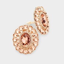 Peach Marquise Crystal Oval Clip On Earrings Design Fashion Jewelry Womens 1.6" - $21.78