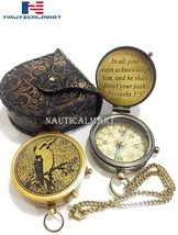 NauticalMart Brass Compass Sparrow Bird with Case Engraved in All Your Ways Ackn image 2