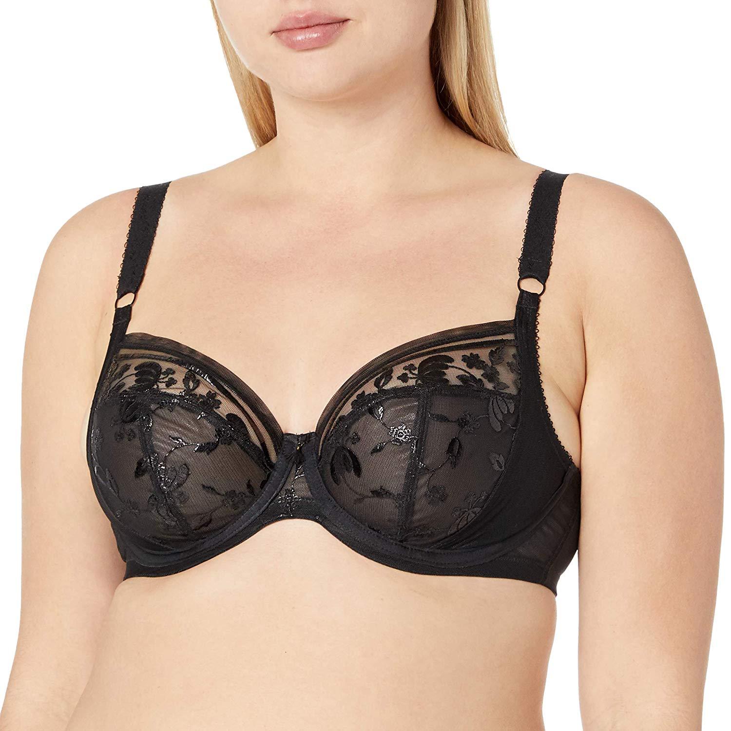Elomi BLACK Roxanne Underwire Plunge Bra, US 38M, UK 38J Bras & Bra Sets