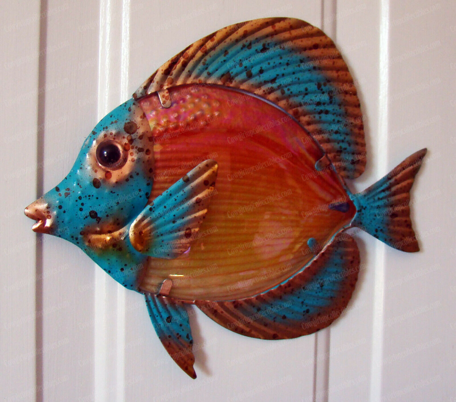 Tropical Fish Wall Decor, Colorful (1333) Airbrushed Metal, Fused Glass, Metal