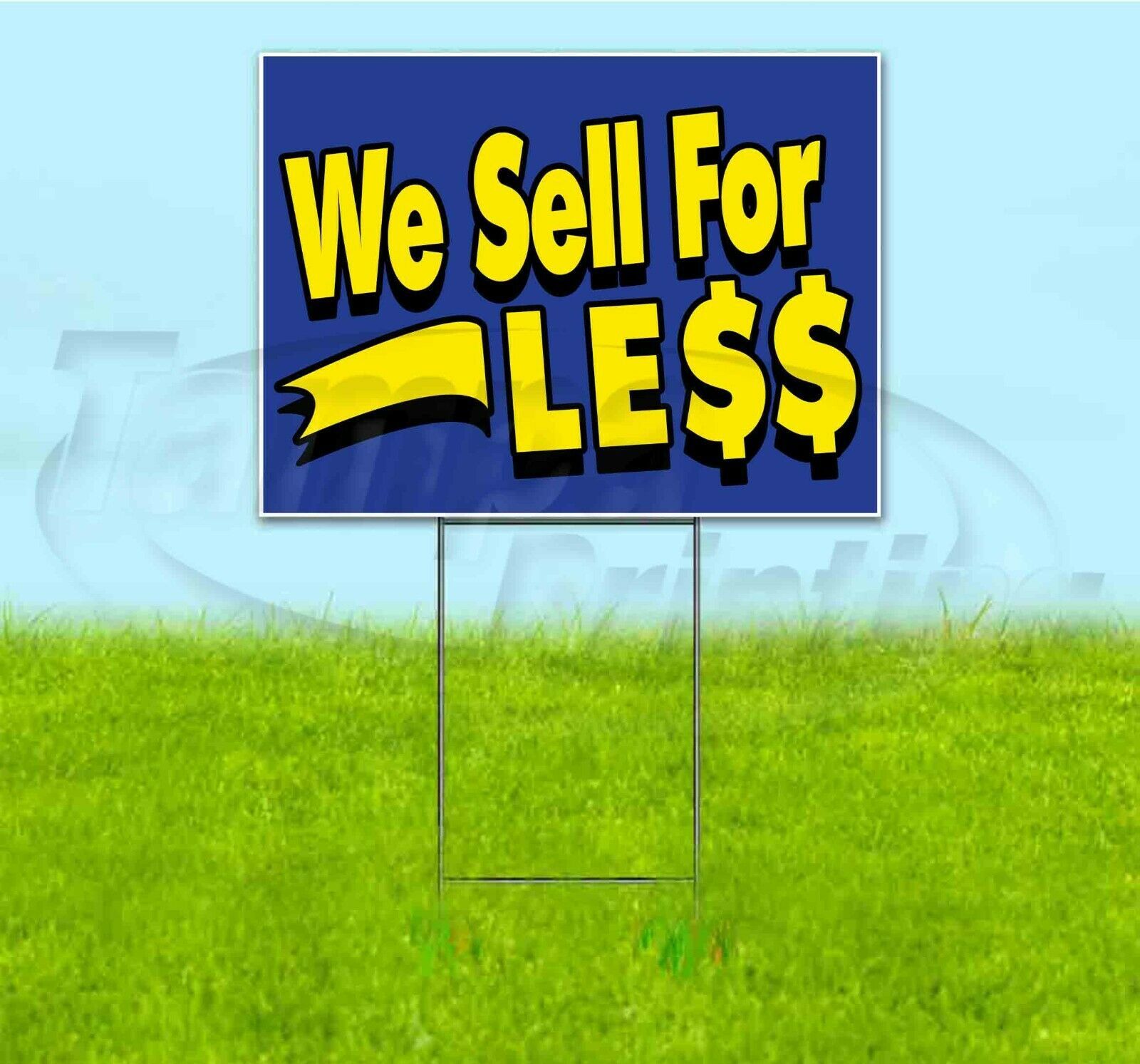 WE SELL FOR LESS 18x24 Yard Sign WITH STAKE Corrugated Bandit BUSINESS