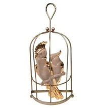 Vintage Ceramic Cockatoo Birds In Metal Birdcage Decor Mid Century Gilde... - $109.99