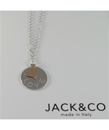 925 RHODIUM SILVER JACK&amp;CO NECKLACE WITH 9KT ROSE GOLD LOVE HEART MADE I... - $55.30