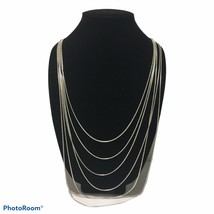 banana republic shiny silver tone multi strand graduating necklace dainty - $27.12