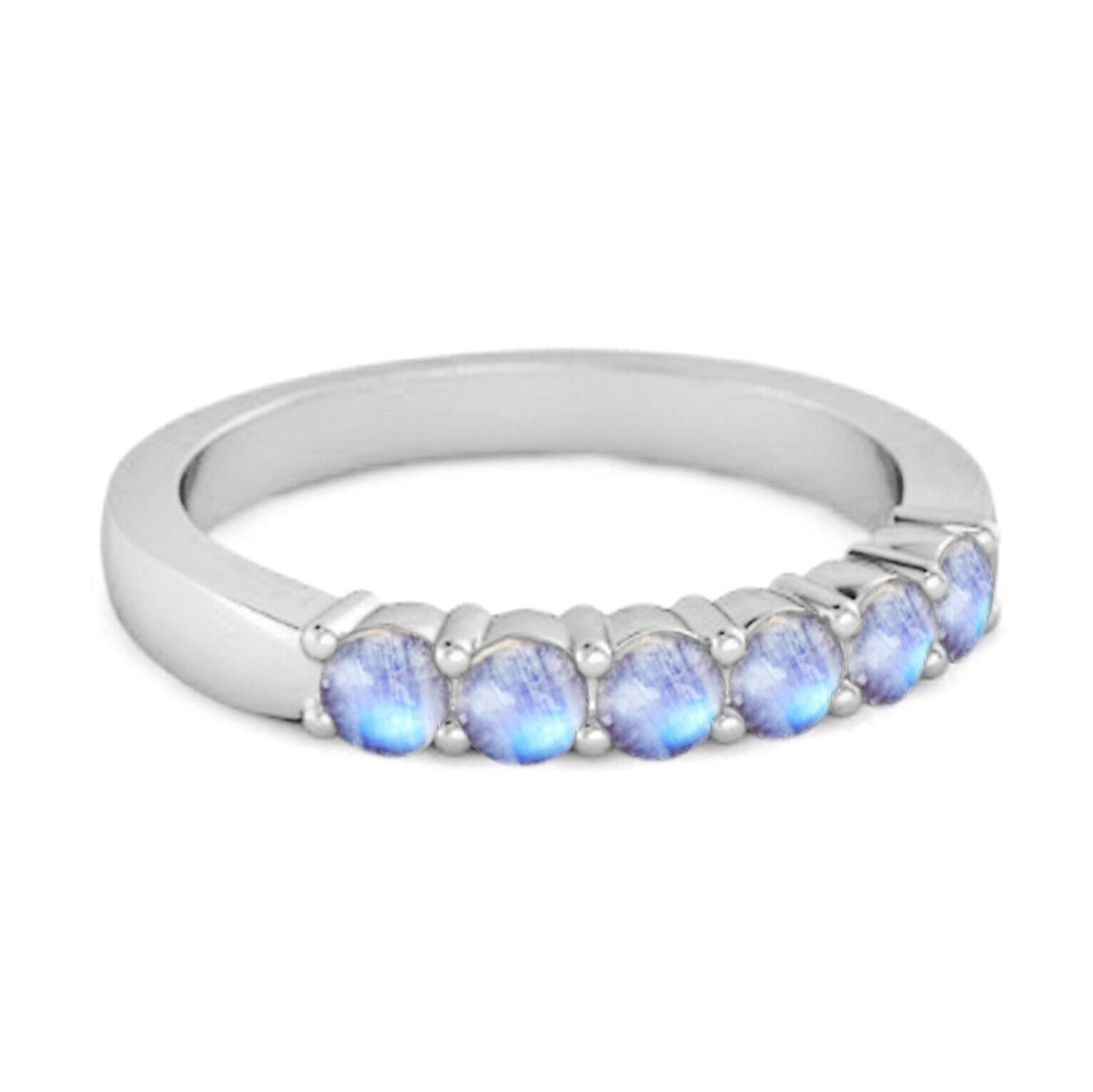 Rich feel Eternity 0.12 Cts Moonstone 9k White Gold Stacking Ring
