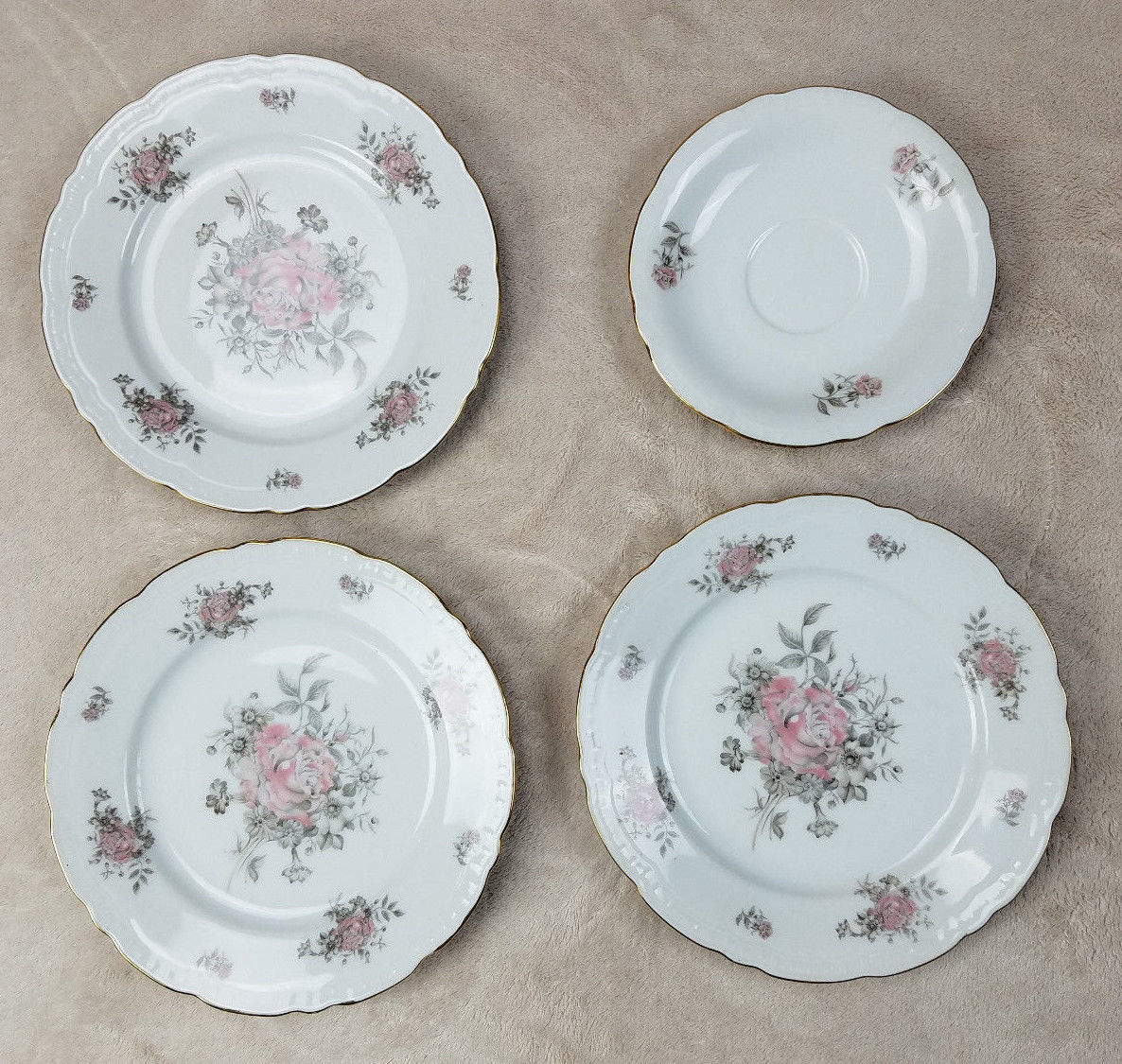 Fine Bohemian China Czechoslovakia Maria Pink Rose Gold Trim Salad ...