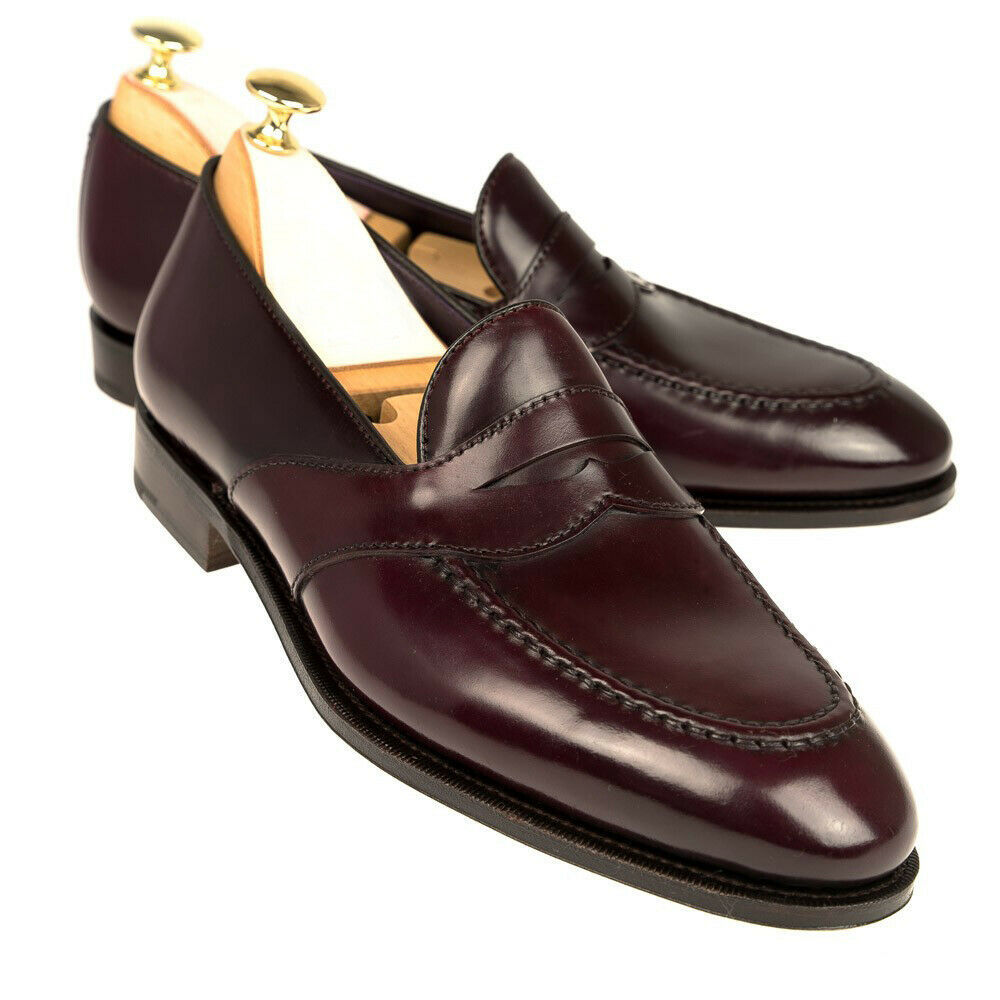 Burgundy Color New Penny Loafer Slip On Genuine Leather Black Sole ...