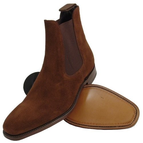 Ankle Boot Chelsea Brown Color Suede Leather Elastic Side Men Leather Shoe