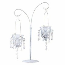 Dual Chandelier White Votive Candle Holders w/Stand - $15.61