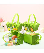 Happy Easter Eggs Basket Candy Storage Bucket Handbag Rabbit Chicken Gif... - $9.24