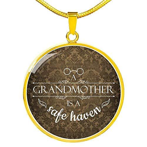 Express Your Love Gifts A Grandmother is A Safe Haven Circle Necklace Engraved 1