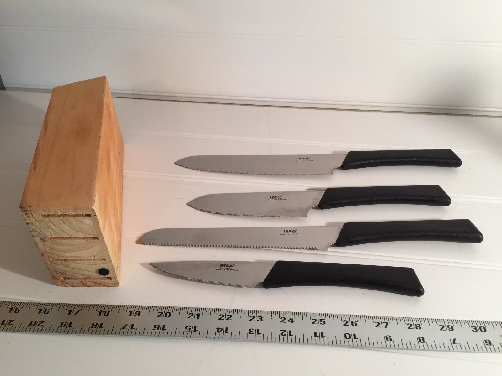 Set 4 Ikea Kitchen Knives Knife Block Wood and 50 similar items