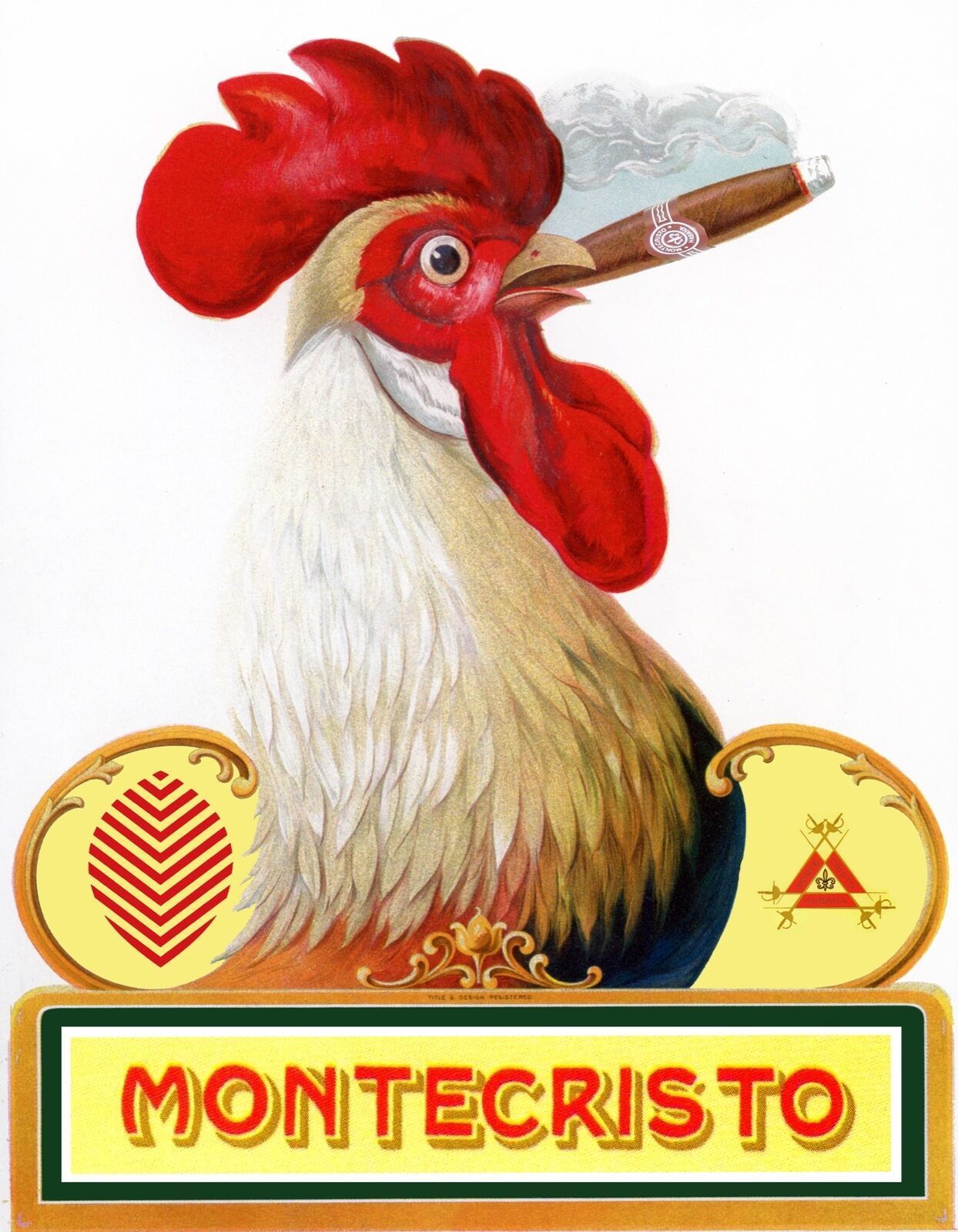 8429.Decoration Poster.Home Room wall art design.Montecristo Rooster smoke cigar