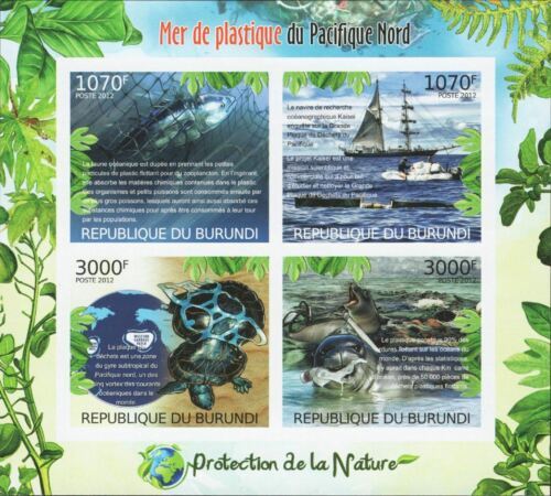 Ocean Stamp Sea Protection Turtle Ship  Souvenir Sheet of 4 Stamps MNH