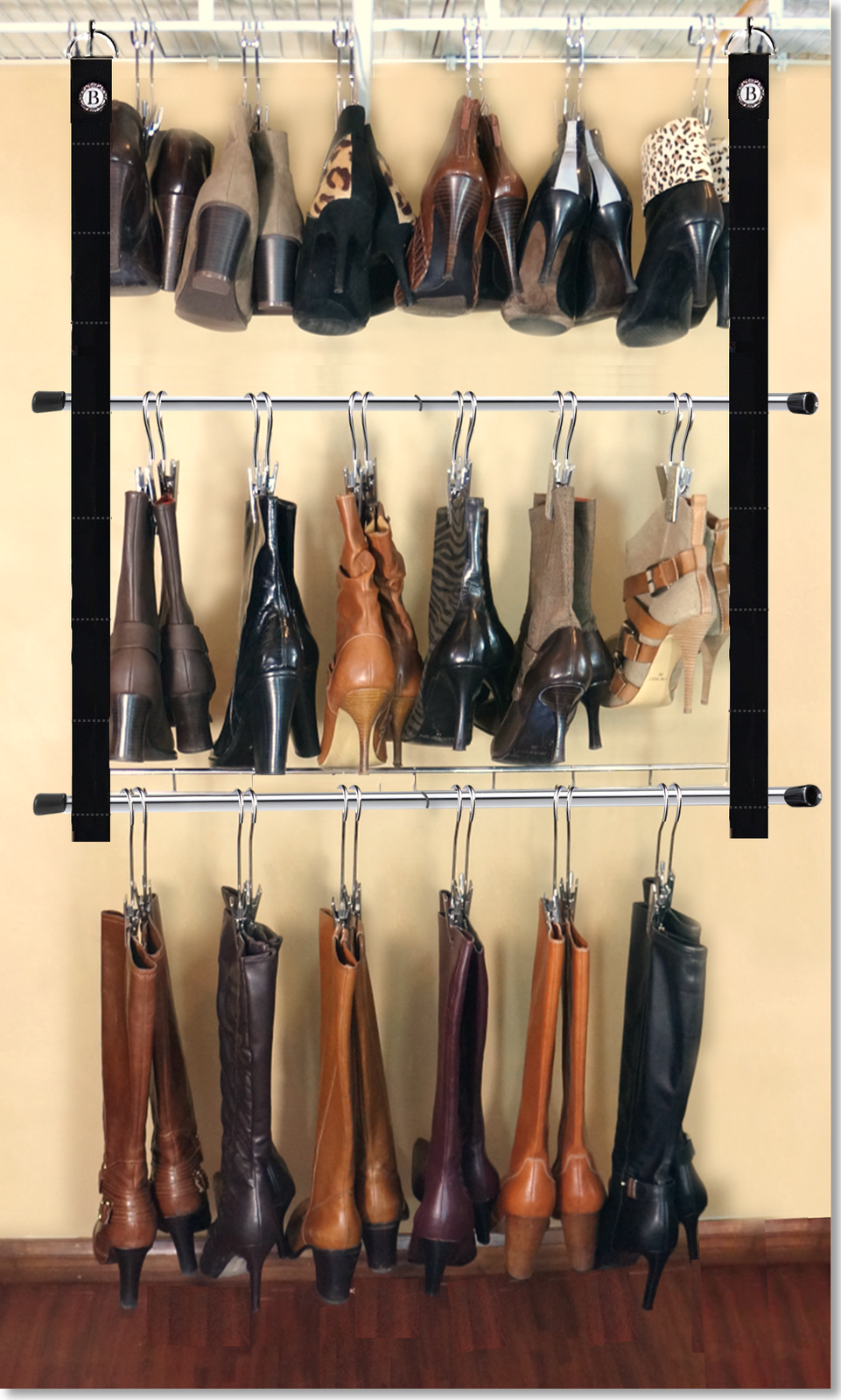 Primary image for 12-Pair Hanging Boot Storage - Double Decker Boot Caddy™ with 12 Boot Hangers