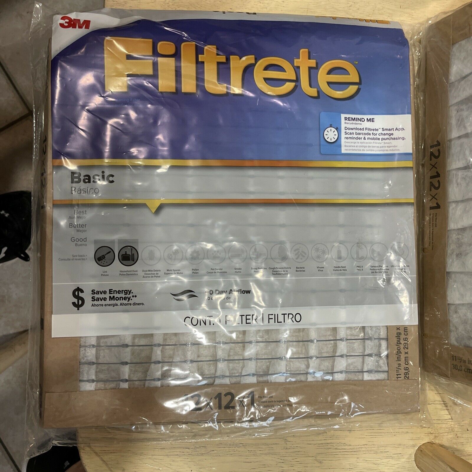 3M Filtrete 12 x 12 x 1 Basic 90 Day Airflow 1 Pack Filter Pleated