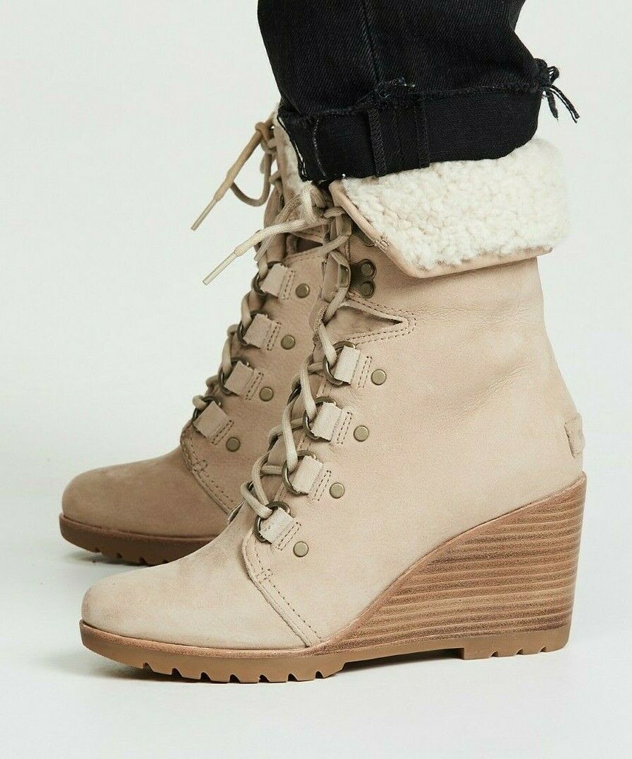sorel shearling wedge boots
