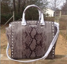 Michael Kors Selma Stud Dark Slate Large Tote Handbag Purse Leather - $369.99