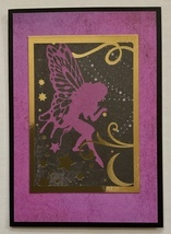 Fairy Magic Greeting Card Handmade Magenta Gold Fairies Blank Card &amp; Env... - $5.00