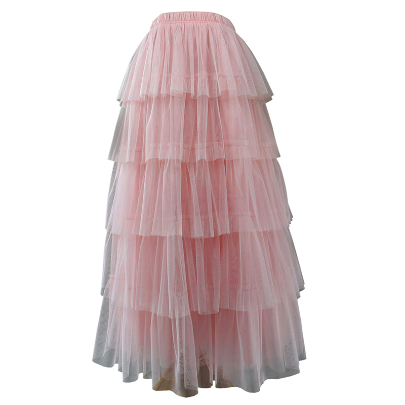 Pink Tiered Tulle Skirt High Waisted Tiered Tulle Maxi Skirt Tulle Layered Skirt Womens Clothing 4387